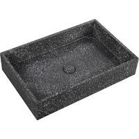 Lavabo da appoggio rettangolare con finitura terrazzo nero KTERD-600N kamalu