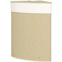 Cesto ropa sucia bambú 55L con tapa, asa y bolsa extraíble lavable 35x35x60 cm crema