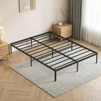 WILITTO Lit simple métal 140x190cm, espace de rangement sous le lit, cadre métallique robuste, Capacité de charge maximale : 250 kg, Pour petits espaces adultes, Noir