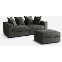 Canapé modulaire de salon déhoussable avec pouf et coussins Cortina D - Gris foncé