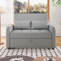 2-Sitzer-Sofa – Schlafsofa 127 x 75 x 94 cm – verstellbare Rückenlehne – ideal für kleine Räume – Leinen, grau