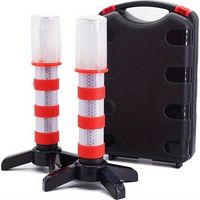 2-teilige LED-Warnleuchten mit Magnetfüßen und Halterungen, robustem Aufbewahrungskasten, ultrahellen rot/weißen Leuchten, geeignet für Autos und Boote