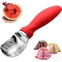 IJsschep met comfortabel handvat - professionele zware ijsschep voor sorbet, koekjesdeeg, meloen - vaatwasmachinebestendig metalen keukengereedschap (rood)