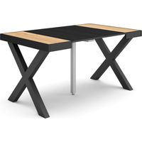Skraut Home - Consolle allungabile, Tavolo consolle allungabile , 140, Per 6 persone, Gambe in legno, Stile moderno, Rovere e nero