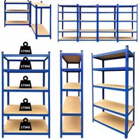 Étagère de stockage 5 niveaux – Charge maximale 875kg – Acier et MDF – Hauteur 175cm – Pour garage et entrepôt – Day Plus