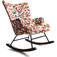 Fauteuil à bascule en tissu canvas Mosaïque- structure métallique Robuste-Élégance et Confort