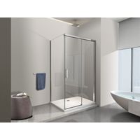 NALA - Box Doccia Con Parete Fissa Laterale e Porta Frontale Con Chiusura Soft Close Ammortizzata H200 8MM Telaio cromo lucido Cm 120(118-120)x130(127-130)