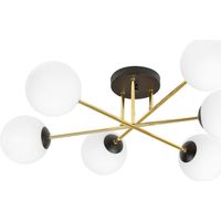 Lampada a Soffitto Magnum, Acciaio verniciato a polvere, Vetro, Nero, Oro, Bianco, 75x26x75 cm