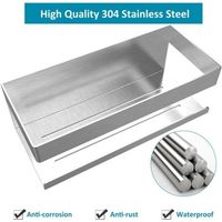 FENOPLASTICAEtagère Douche Etagere Salle de Bain Sans Perçage Etagère de Douche avec Crochet - Douche Murale - Acier Inoxydable 304SUS - pour Cuisine, Salle de Bain, Bureau, Hôtel (Argent)