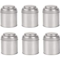 6-teiliges Teekisten-Set mit doppelten luftdichten Deckeln, Mini-Dosen und kleinen runden Küchenbehältern für Tee (Silber)