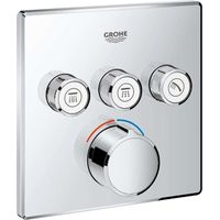 Mitigeur thermostatique encastré 3 sorties – Finition chromée – Débit 34 l/min – Installation sur corps GROHE Rapido SmartBox – 29149000
