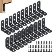 Équerre d'angle en acier inoxydable noir, 20 pièces, 40 x 40 mm, équerre à angle droit en forme de L à 90 degrés avec 80 vis