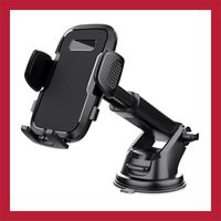 Support de téléphone pour voiture 【Ventouse ultra-puissante et double crochet en acier ultra-stable】 Support universel pour téléphone portable en voiture, rotation à 360°, compatible avec tous les sma