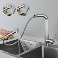 CECIPA Mitigeur Cuisine avec Douchette Extractible Robinet Cuisine 360 Rotatif avec 2 Jets aux Choix Robinetterie en Acier Brossé Haute Qualité