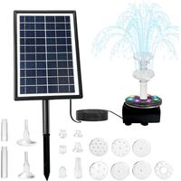 Fontaine solaire 7W - Double fontaine solaire - Pompe solaire pour bassin - Pompe à eau intégrée 3000mAh - Pompe solaire flottante avec 10 jets d'eau pour jardin, B
