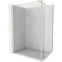 Mexen Kioto Duschwand Walk-in 160 x 40 cm, transparent, gebürstet Gold - 800-160-212-55-00-040