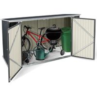 Idmarket – Abri de jardin métal gris anthracite verrouillable – 210x105x130 cm – Acier galvanisé résistant aux intempéries – Multi-rangement pour vélos, outils