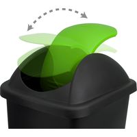 60l plastic trash can with swing lid - blackgreen