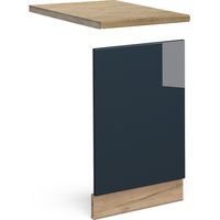 Frontblende Fame-Line, Dunkelblau Hochglanz, 45 cm, AP Eiche, Vicco