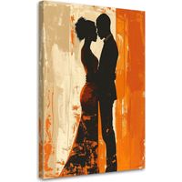 Quadro su tela Coppia innamorata in una calda scenografia arancione 40x60