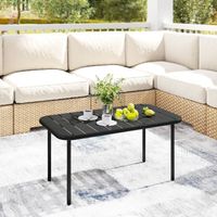 Table basse d’extérieur table terrasse rectangulaire en métal imperméable plateau à lattes l’extérieur