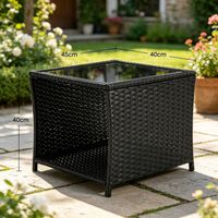 Table de jardin en rotin,petite table d’appoint,table de patio avec rangement,table basse
