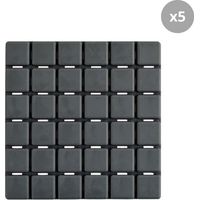 Lot de 5 Tapis antidérapants de douche ou baignoire Caoutchouc QUADRO 13x13cm Gris MSV