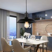 Suspension Luminaire Industrielle E27 26CM Noir Plafonnier Lustre Susepnsion Luminaire pour Couloir Escalier Chambre Salon
