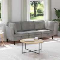 vidaXL Living Room Furniture Set with Cushion 3 pcs Light Grey Velvet