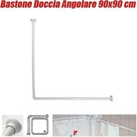 TrAdE Shop Traesio - Telaio Tenda Tende Bastone Asta Doccia E Vasca Da Bagno Colore Bianco 90 X 90 Cm -