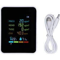Air Quality Meter Digital Display Particle Detector PM2.5 HCHO TVOC CO2 Monitor Built in Battery