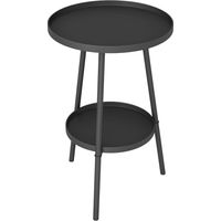 Petite table d'appoint ronde à 2 niveaux table de jardin pour terrasse salon balcon en métal Ø 32 x 51 cm noir