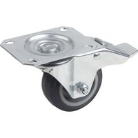 Metafranc Lenkrolle Ø 80 mm - Feststeller - 105 x 80 mm Platte - Elastisches Vollgummi-Rad - Weiche Lauffläche