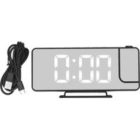 Jeffergarden Réveil de Projection LED miroir numérique réveil Rechargeable 6 vitesses luminosité horloge de chevet