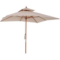 Ombrellone da Giardino 3x3m 8 sezioni Bambù Copertura 2 livelli Crema