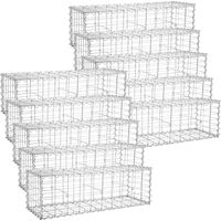 Songmics – Lot de 10 gabions en acier galvanisé 100 x 30 x 30 cm – Résistants à la corrosion – Montage sans outil – Pour murs et décorations de jardin