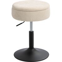 Tabouret de bar avec rangement beige tissu chenille réglable pivotant assise ronde confortable design contemporain
