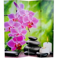 Paravento 4 pannelli divisorio timer motivo orchidea 180 x 160 cm 2 LED 040008631