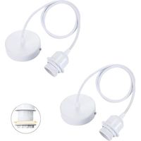LaBlanc – Set aus 2 E27-Pendelleuchten mit schraubbarem Ring, verstellbares Textilkabel 100 cm, Pendelleuchte kompatibel mit Lampenschirm, ideale Fassung für Küchenpendelleuchte, Weiß