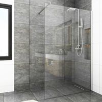 WITEN&NOCK Walk in Duschwand Duschabtrennung Nano Beschichtung ESG 8mm Glas Walk in Dusche mit Stabilisator 80x195cm