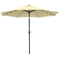 Ombrellone da Giardino Inclinabile 265cm LED Solari 32 Luci Manovella Beige
