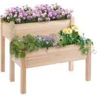 Mesa de Cultivo Huerto Urbano Elevado de 2 Niveles 86x85x72 cm Natural