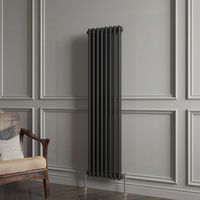 Traditional 2 Column Matt Black Radiator (1500mm H × 380mm W) – 4168 BTU / 1222W – Cast Iron Style