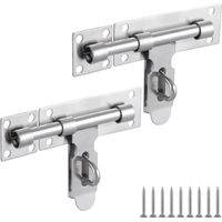 2 Pcs Gate Bolt Lock 6 in(152Mm) Heavy Duty Door Lock Stainless Stee Gate Bolts for Garden Gate Stables Wooden Gates(Silver)