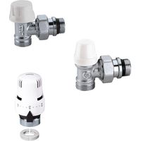 Kit valvola termostatizzabile con detentore e testa termostatica da 3/8” a squadra - Caleffi