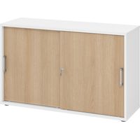 bümö Schiebetürenschrank office - 2 Ordnerhöhen Weiß/Eiche