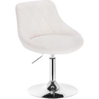 WOLTU Set di 1 Sgabelli-Bar in PU, Sedia Bar, Sgabello Lounge con schienale, rotazione libera a 360 °, la regolazione in altezza, Bianco
