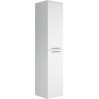 Badplaats – Armoire de salle de bain suspendue Saturnus 35 x 35 x 130 cm – 2 portes battantes – 4 compartiments de rangement – Équerres de fixation incluses