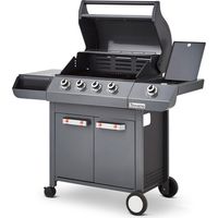 Brasero – Barbecue à gaz Emma 4 + 1 Side – 4 brûleurs 12,6 kW – Brûleur latéral 2,5 kW – Système FlexiGrill avec plancha – Surface de cuisson 64 x 41,5 cm