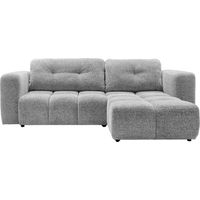 ROMY - Canapé d'angle convertible tissu chenille 3 places Gris clair